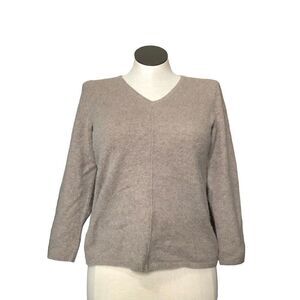 Belford Sweater Womens L 100% Cashmere V-Neck 3/4 Sleeve Minimalist Classic